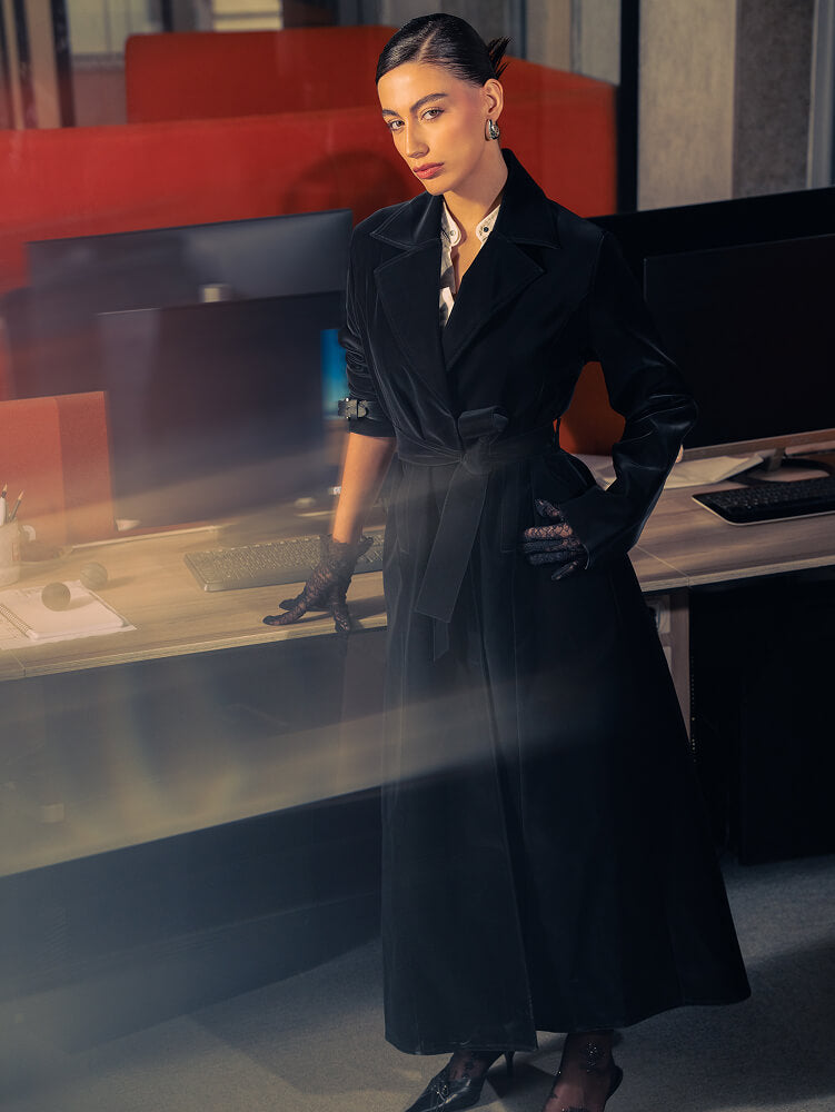 Long Belted Trench Coat