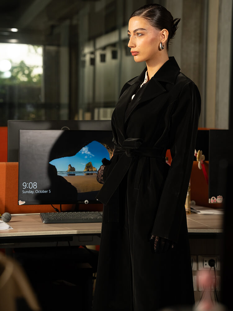 Long Belted Trench Coat