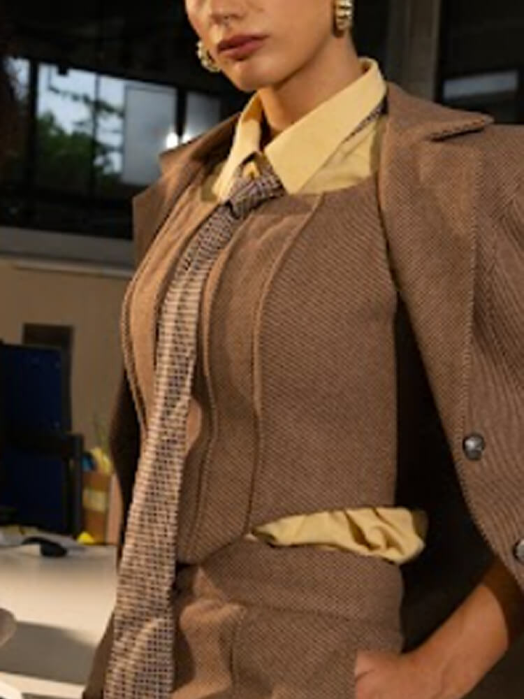 Textured Wool Blazer Corset Top