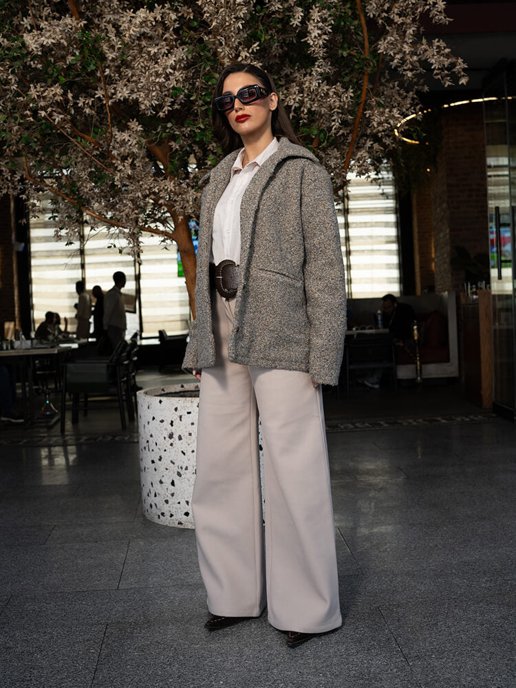 Textured Wool-Blend Button-Up Jacket