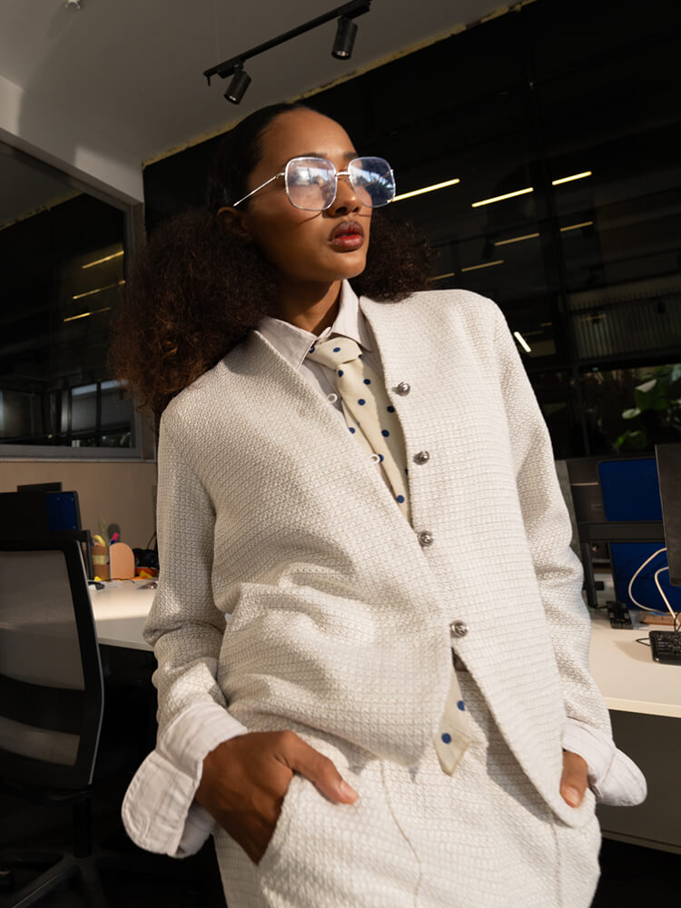 Cream Texture Blazer