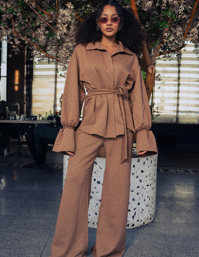 Textured Belted Shirt