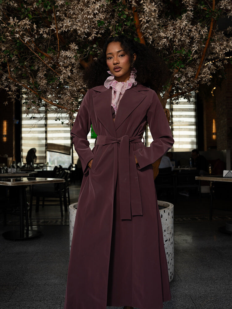 Long Belted Trench Coat