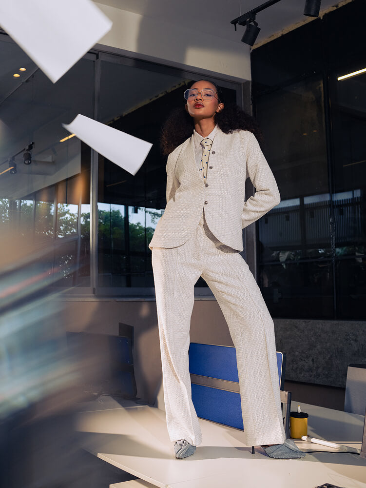 Cream Texture Blazer