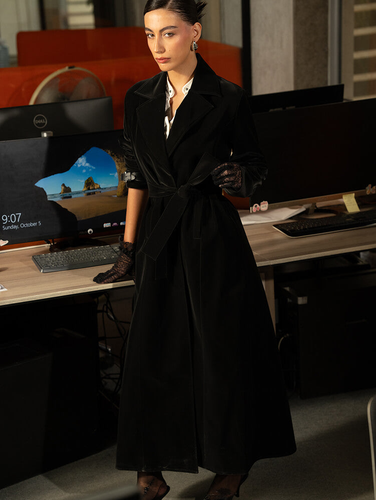 Long Belted Trench Coat